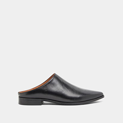 Pointed-toe mules in black leather | ALADIN