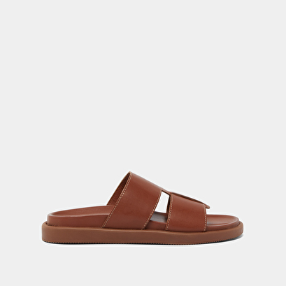 Open-toe mules in cognac leather | WESTMINSTER