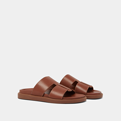 Open-toe mules in cognac leather | WESTMINSTER
