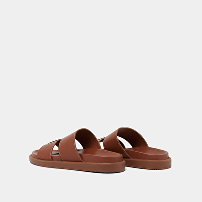 Open-toe mules in cognac leather | WESTMINSTER