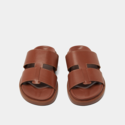 Open-toe mules in cognac leather | WESTMINSTER