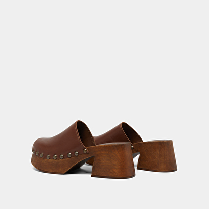 Platform mules in dark brown leather | ELLIOT