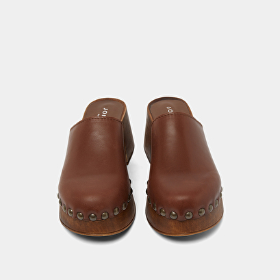 Platform mules in dark brown leather | ELLIOT