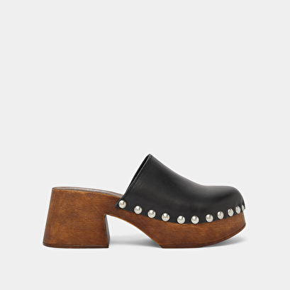 Platform mules in black leather | ELLIOT