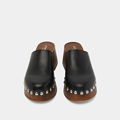 Platform mules in black leather | ELLIOT