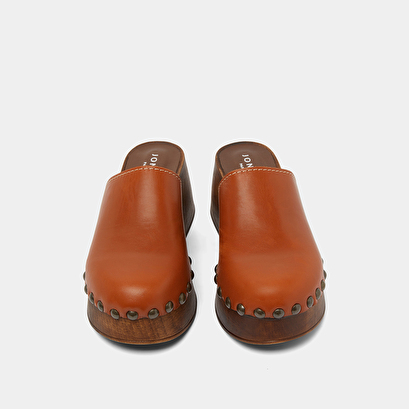 Platform mules in cognac leather | elliot