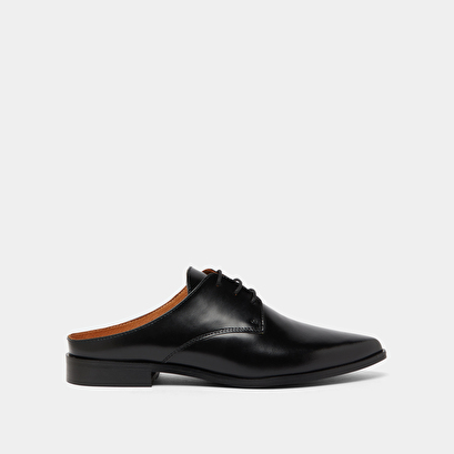 Mules with laces in black glazed leather | AGDAL