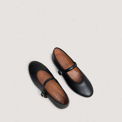 Ballet flats with straps and adjustable buckles black
