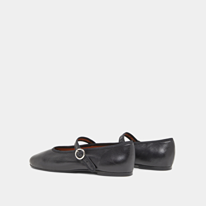 Ballet flats with straps and adjustable buckles black