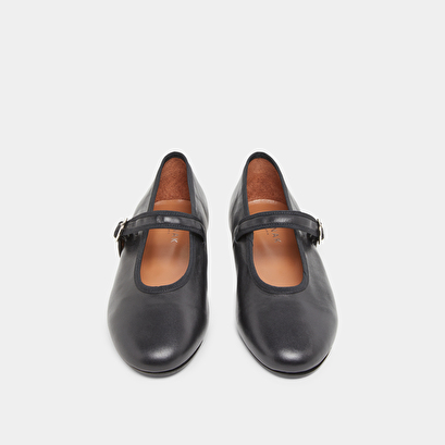 Ballet flats with straps and adjustable buckles black
