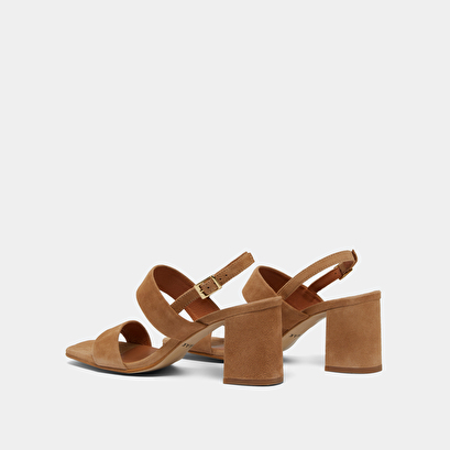 Heeled sandals in camel velvet | vico