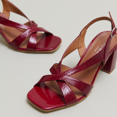 Heeled sandals dark red