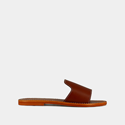 Open-toe mules in cognac leather | WACO