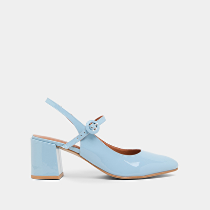 Heeled Mary-Jane in sky blue patent | DOLLAR