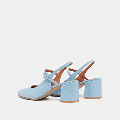 Heeled Mary-Jane in sky blue patent | DOLLAR