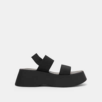 Wide-strap sandals in black elastic | EDITH