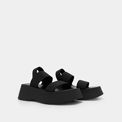 Wide-strap sandals in black elastic | EDITH