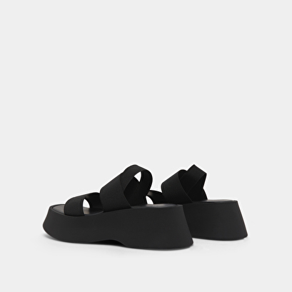 Wide-strap sandals in black elastic | EDITH