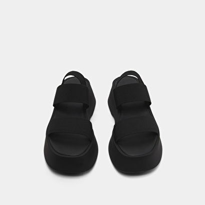 Wide-strap sandals in black elastic | EDITH