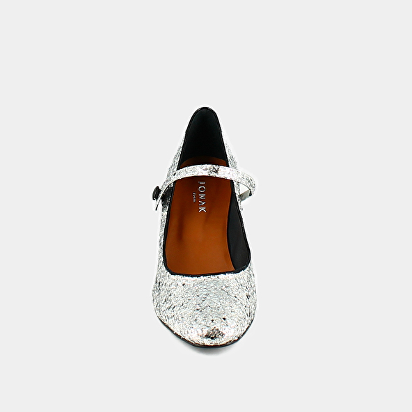 Heeled babies in silver and black glitter and patent | DAFT