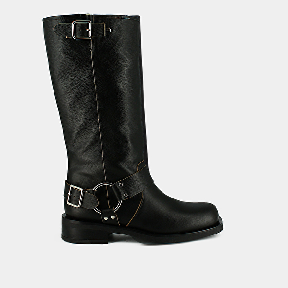 Round-toe boots in black leather | PHILIPPE