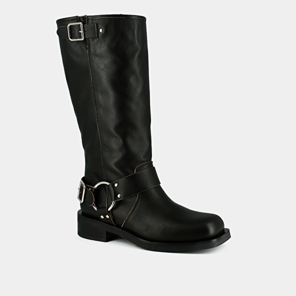 Round-toe boots in black leather | PHILIPPE
