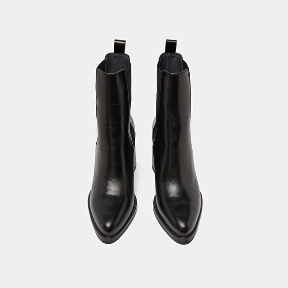 Boots &agrave; talons hauts et &eacute;lastiques in black leather | DISCO