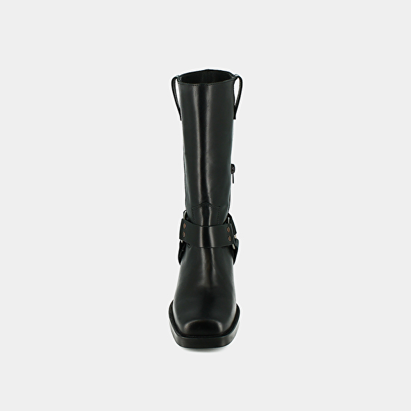 Boots with buckles in black greased leather | BUFFALO