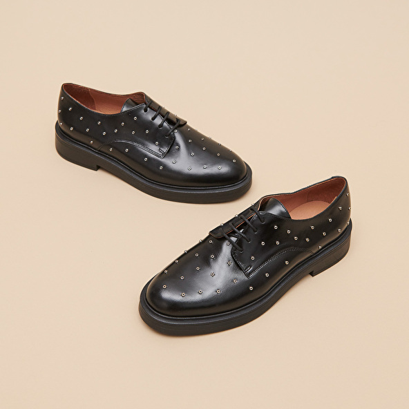 Derbies with silver details in black leather | ABEILLE