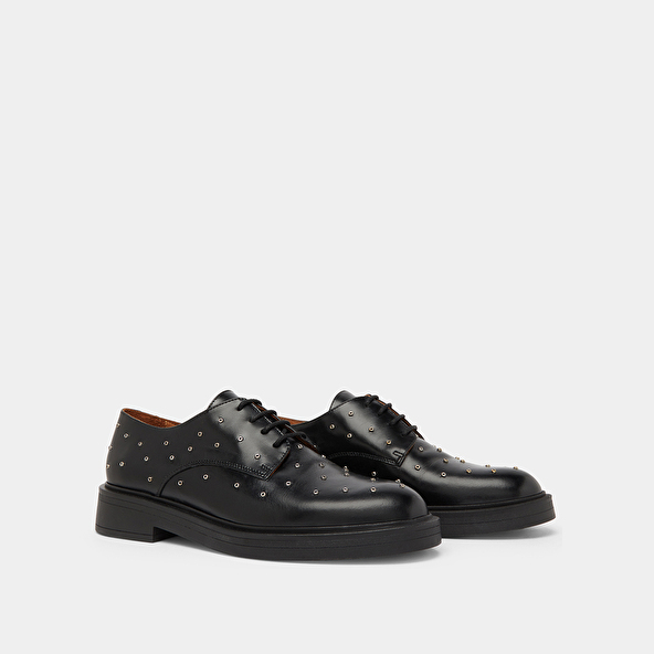 Derbies with silver details in black leather | ABEILLE