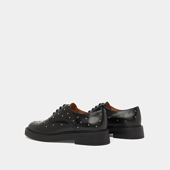 Derbies with silver details in black leather | ABEILLE