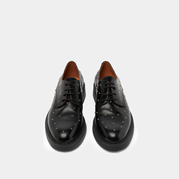 Derbies with silver details in black leather | ABEILLE