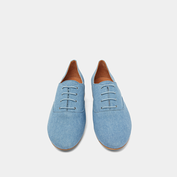 Flat-heeled richelieus in blue denim | ADENISE