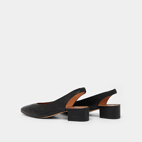 Ballet flats with open backs in black leather | VINCE