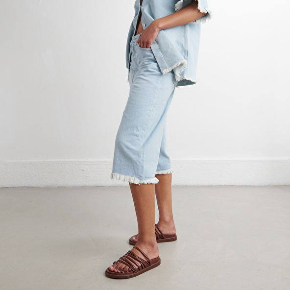 Multi-strap sandals in brown leather | WALKMAN