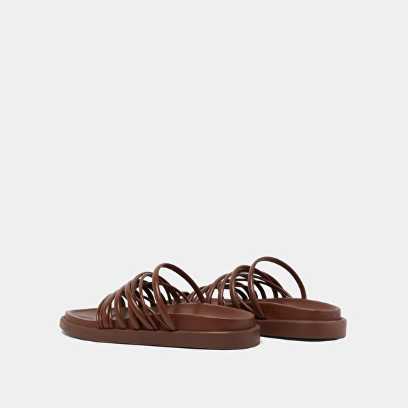 Multi-strap sandals in brown leather | WALKMAN