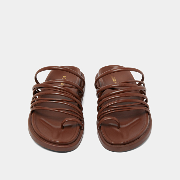 Multi-strap sandals in brown leather | WALKMAN
