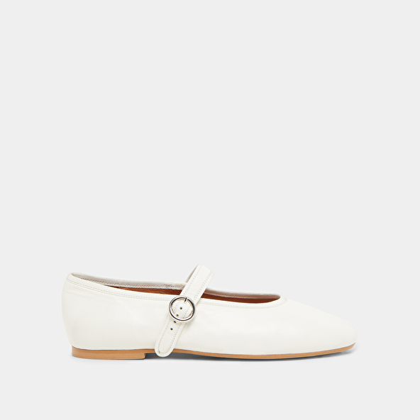Ballet flats with straps and adjustable buckles in ecru leather | DEESSE