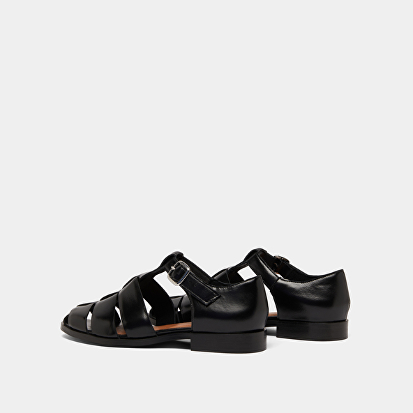 Sandals in black leather | AGOSTA