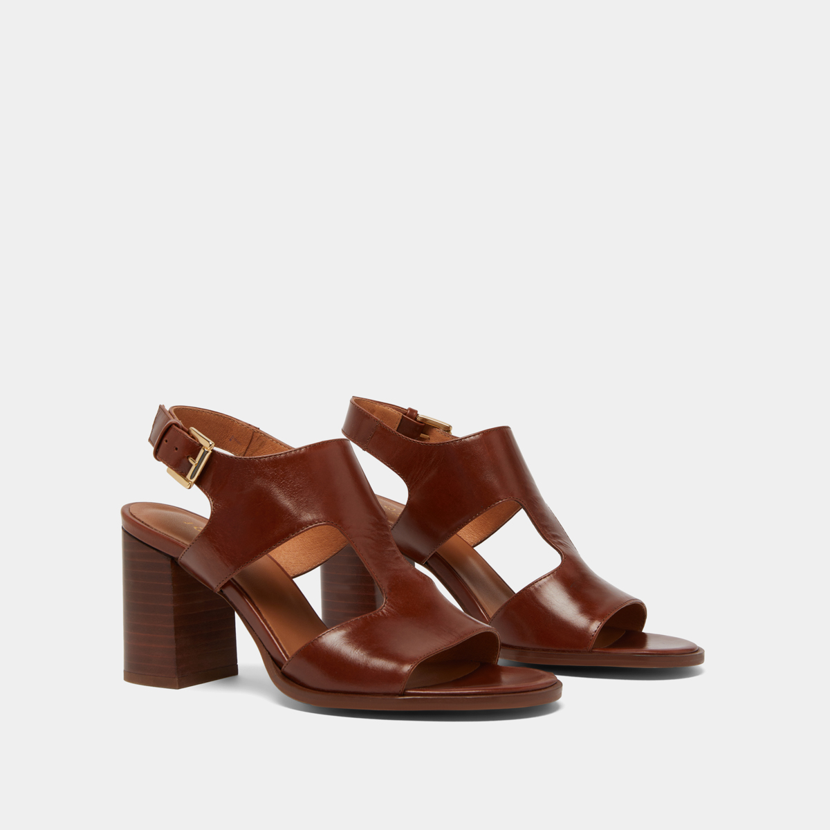 Heeled sandals in brown leather | DING