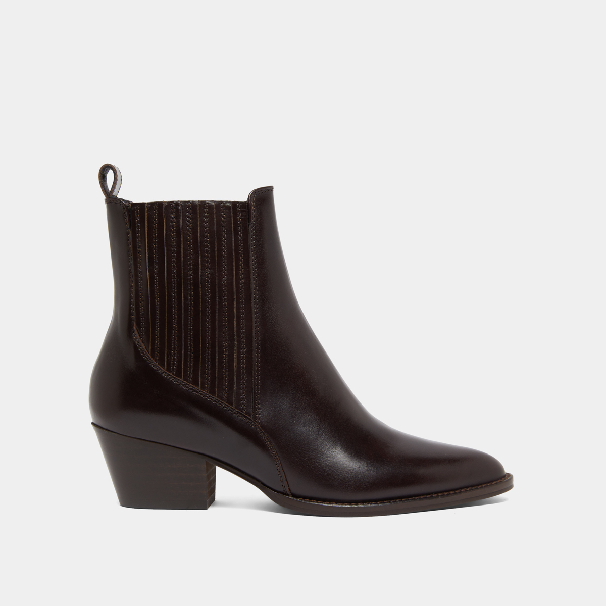 Boots à petits talons biseautés et élastiques in dark brown leather | BAILEY