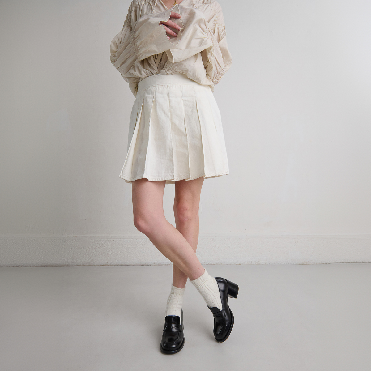 Mocassins college à talons in black leather | BICHE