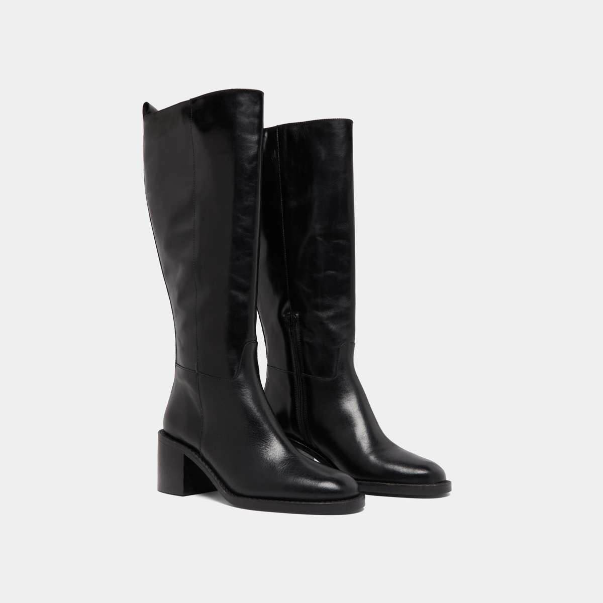 Knee-high boots in black leather calf size M | BONNIE