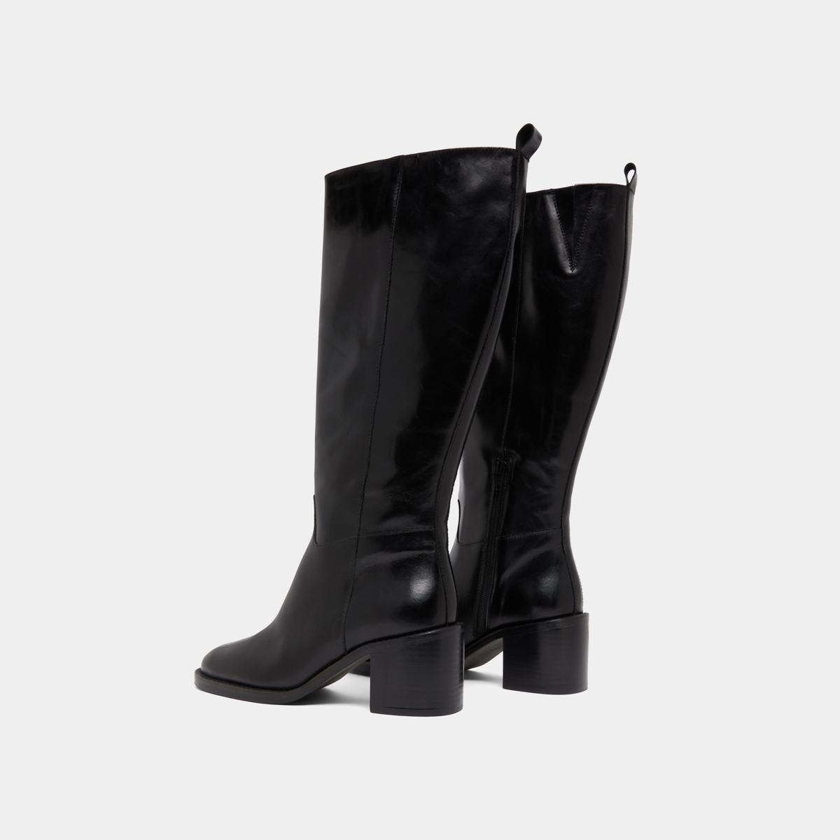 Knee-high boots in black leather calf size M | BONNIE