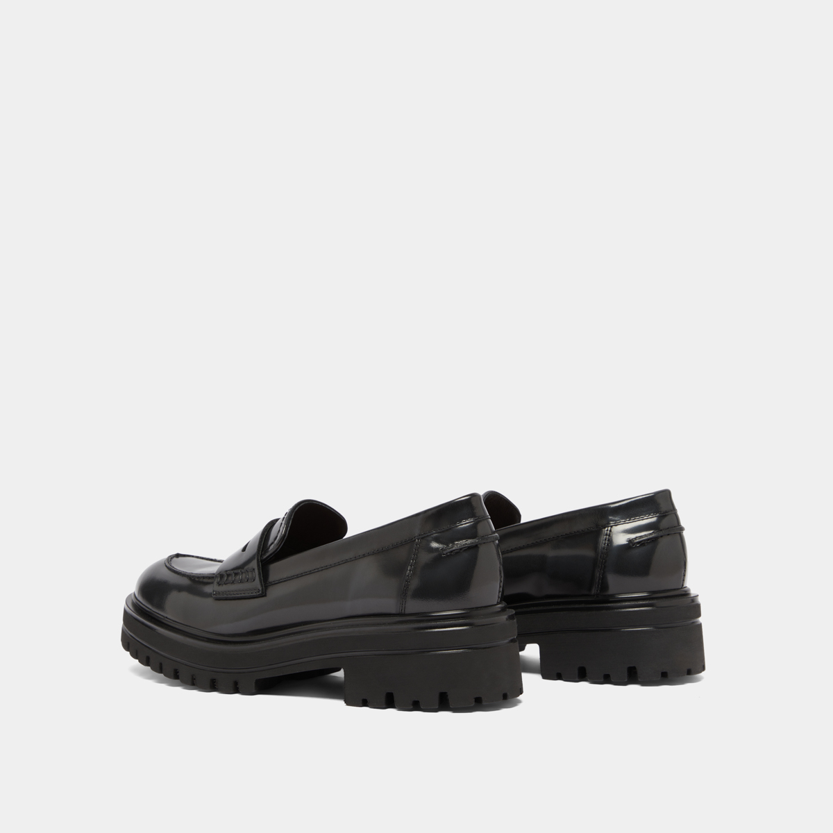 Loafers with notched soles in grey patinated leather | ALFI