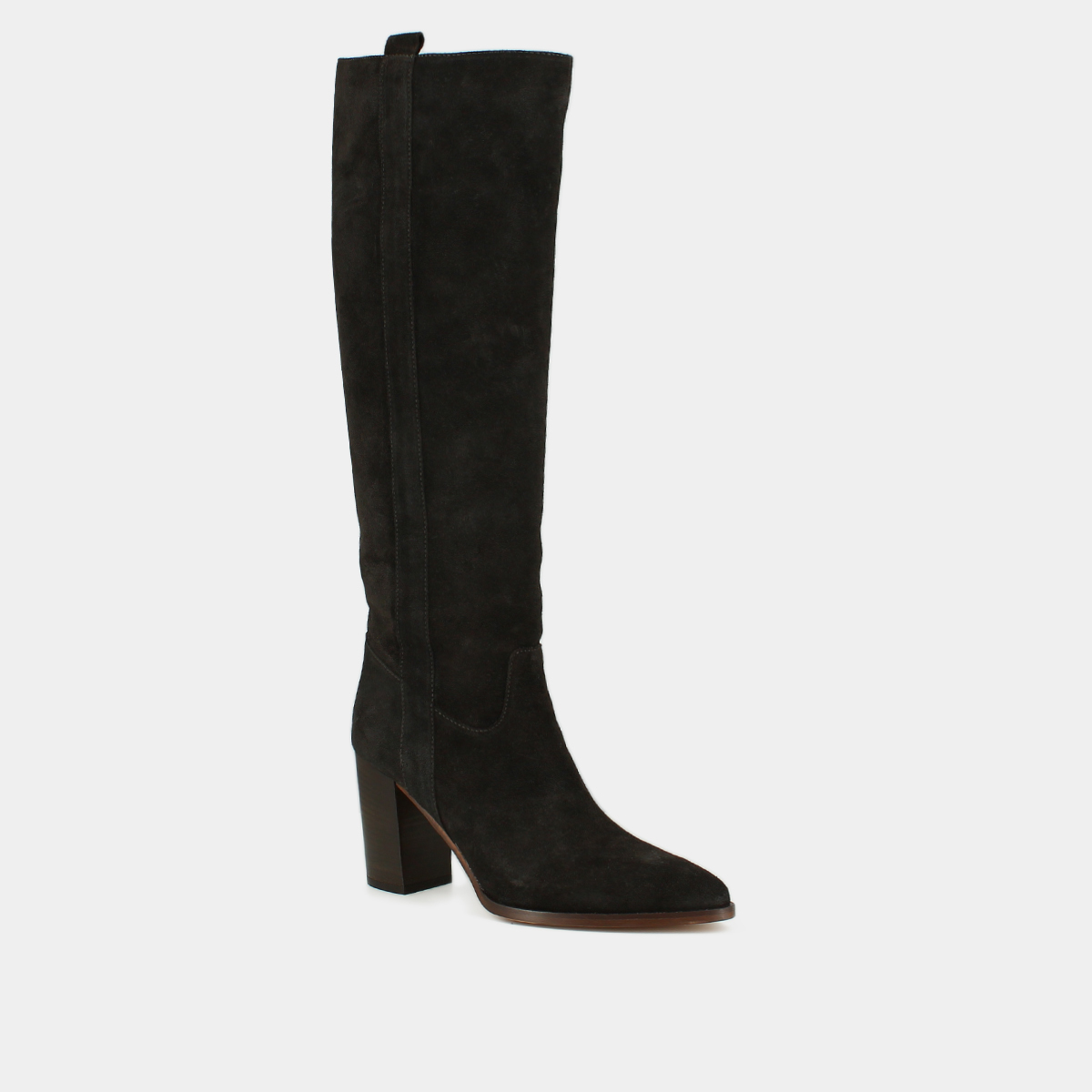 Bottes &agrave; hauts talons et bouts pointus in dark brown suede | PECHE