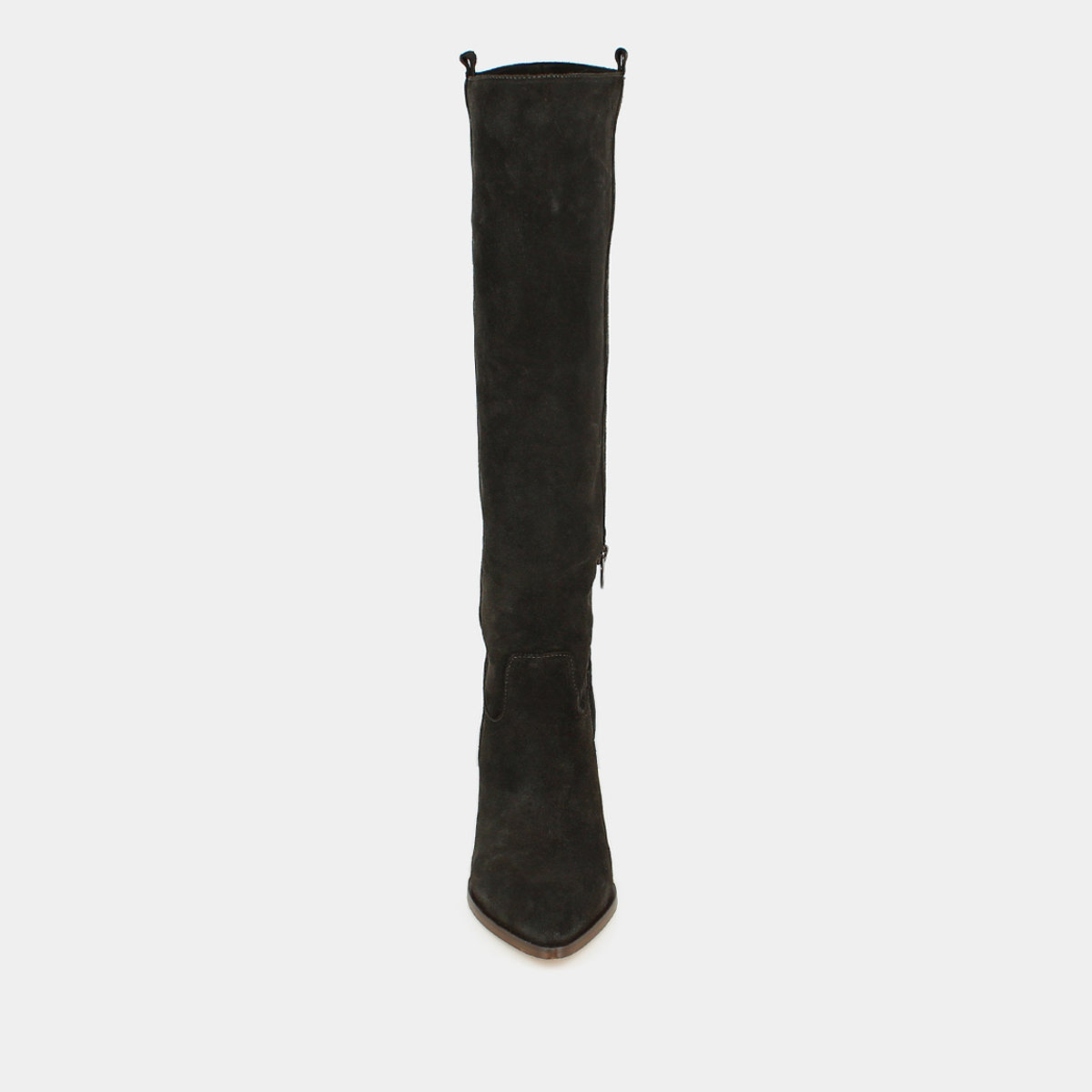 Bottes &agrave; hauts talons et bouts pointus in dark brown suede | PECHE