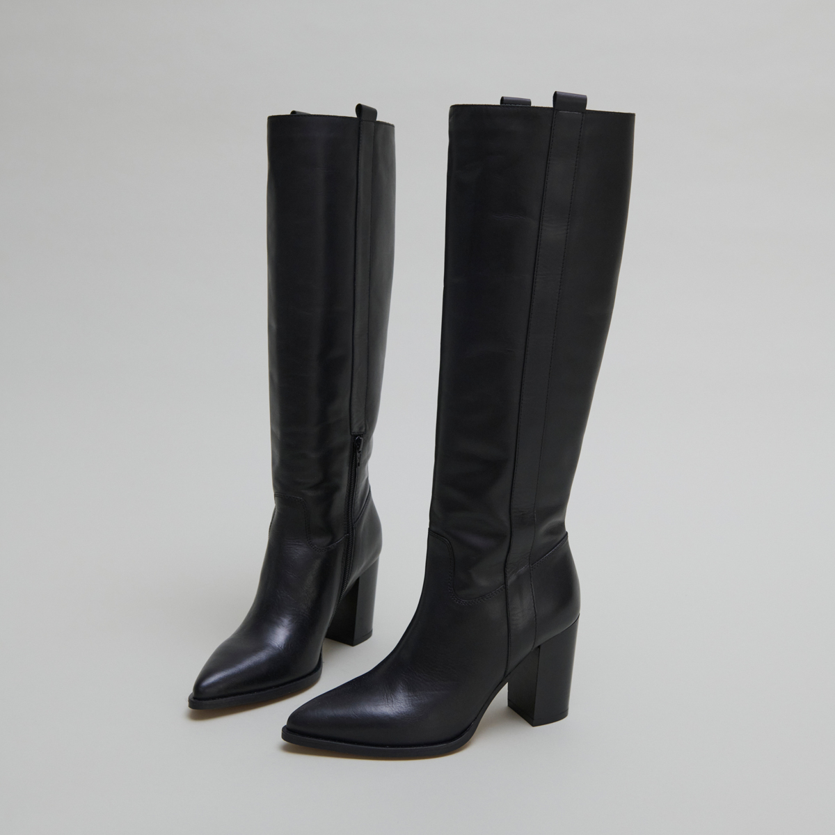 Bottes à hauts talons et bouts pointus in black leather | PECHE