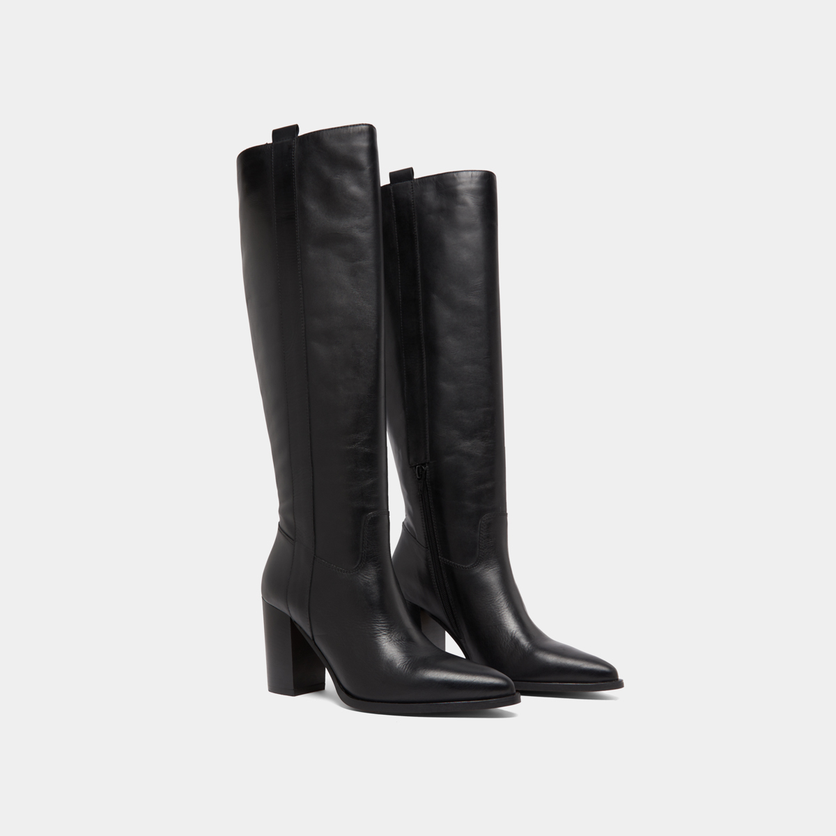 Bottes à hauts talons et bouts pointus in black leather | PECHE