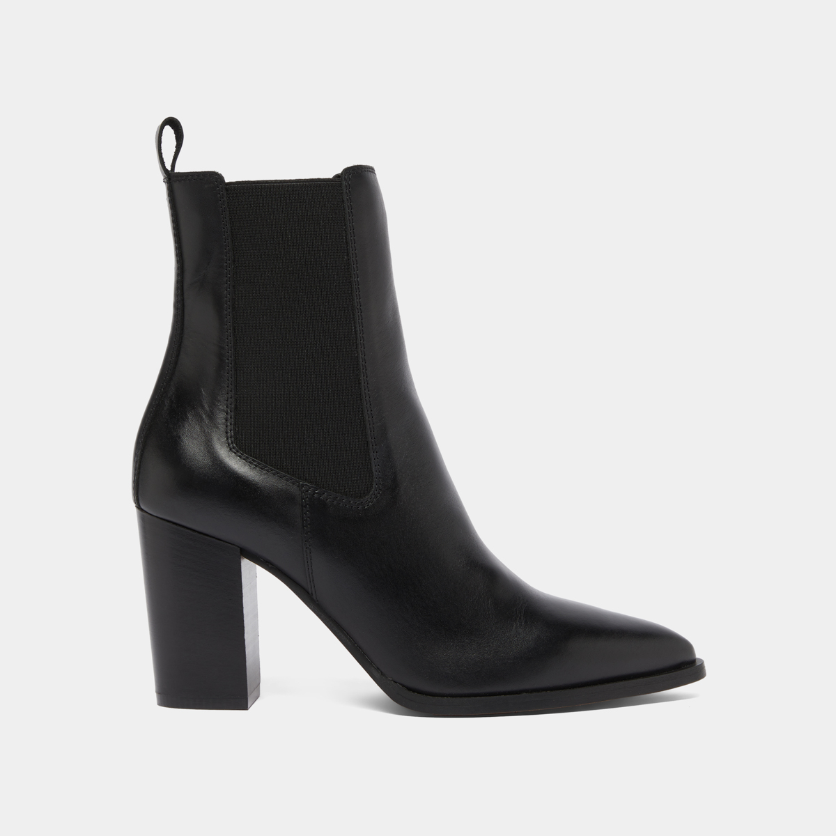 Bottines à talons et élastiques in black leather | PEPITA
